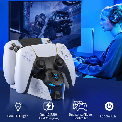 מטען כפול לבקרי PS5 – תחנת טעינה מהירה בעיצוב גיימינג לבקרי DualSense