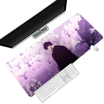 משטח עכבר גיימינג XXL בעיצוב אנימה Solo Leveling – גודל ענק 90x40 ס"מ עם קצוות תפורים