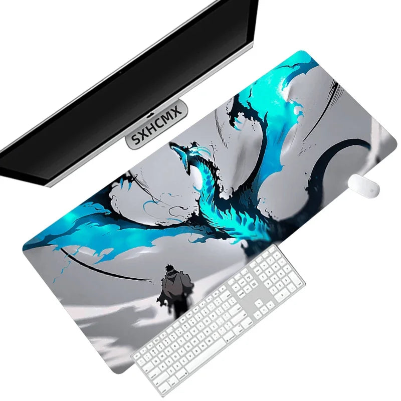 משטח עכבר גיימינג XXL בעיצוב אנימה Solo Leveling – גודל ענק 90x40 ס"מ עם קצוות תפורים