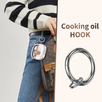 קייס שקוף בעיצוב יוקרתי ל-Galaxy Buds 3 / Buds 3 Pro – מגן עם אבזם ומפתח תלייה